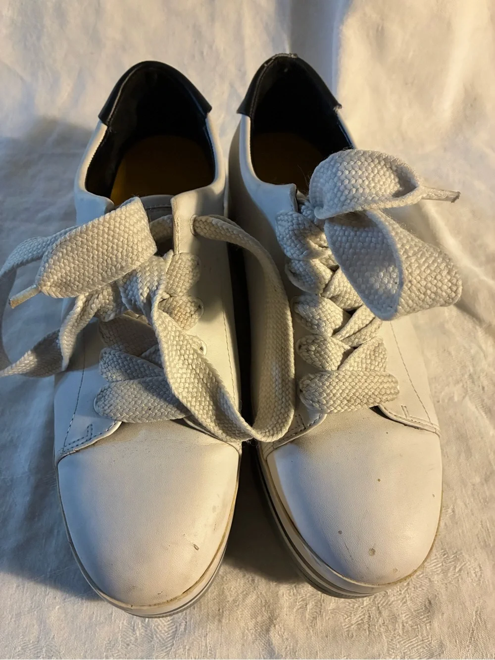 Zara Women White/Navy Sneakers Platform Sneakers